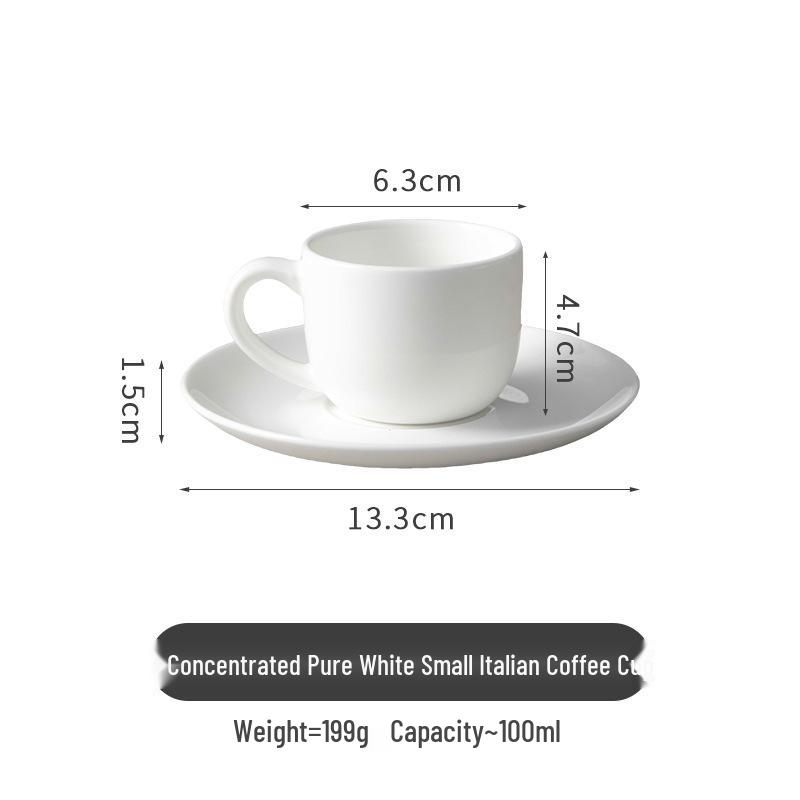 Pure White Bone China Espresso Cup & Saucer with Gold Rim, 80ml