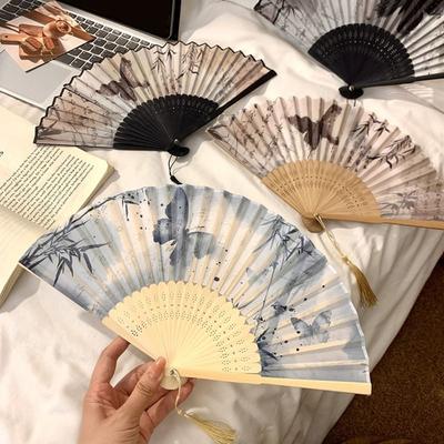 Butterfly Silk Folding Fan Bamboo Frame Decorative Hand Fan Unisex Retro Handheld  Fan  Girl Gift