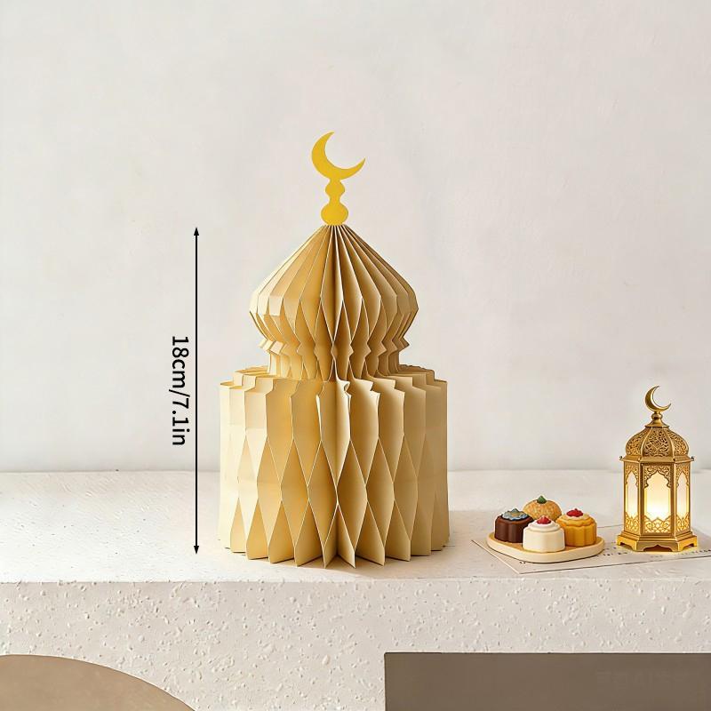 1/3/5Pcs 3D Honeycomb Ornaments For Ramadan Home Desktop Decor Eid Al Fitr Paper Arteid Mubarak Islamic Party Decor