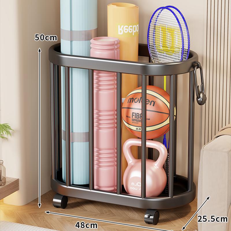 Wheeled Yoga Mat & Fitness Equipment Organizer: Large Capacity Storage Basket