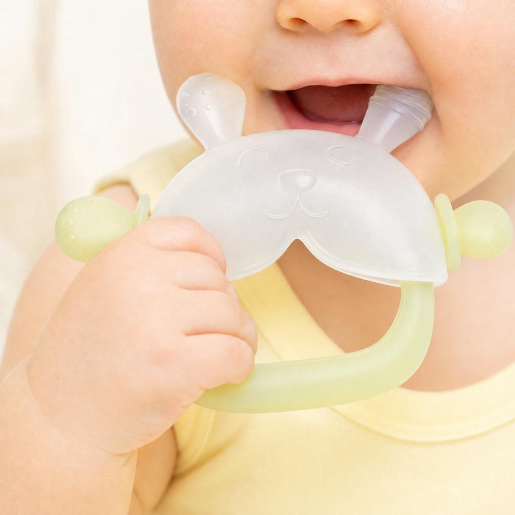 Food Grade Silicone Baby Teether Toy Soft Safe Chewable Teething Ring for Infant Oral Care and Sensory Development