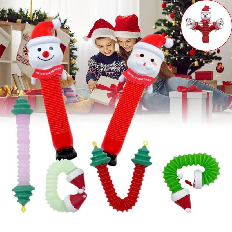 Christmas Pop Tube Telescopic Tube Santa Claus Kid Decompression Toy Xmas Gift