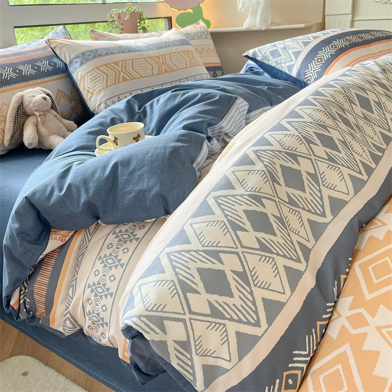 Bedding Four-piece Set, Cotton Pure Cotton Floral Quilt Cover, Bed Sheet Dormitory Three-piece Set