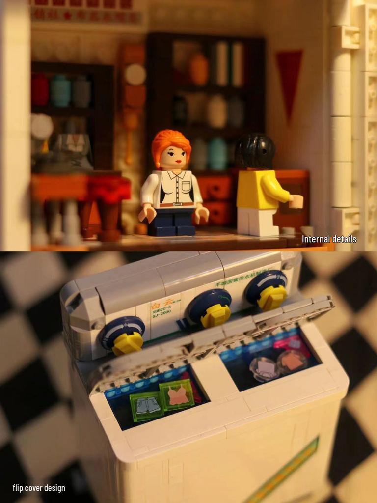 Xianci Retro Street Scene Building Blocks Educational Toy Set - TV & Refrigerator. Ideal Birthday Gift for Girls.