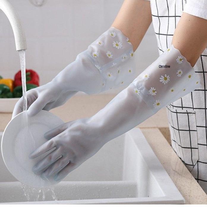 Extra Long Waterproof Dishwashing Gloves for Kitchen and Laundry, Jelly Color PVC