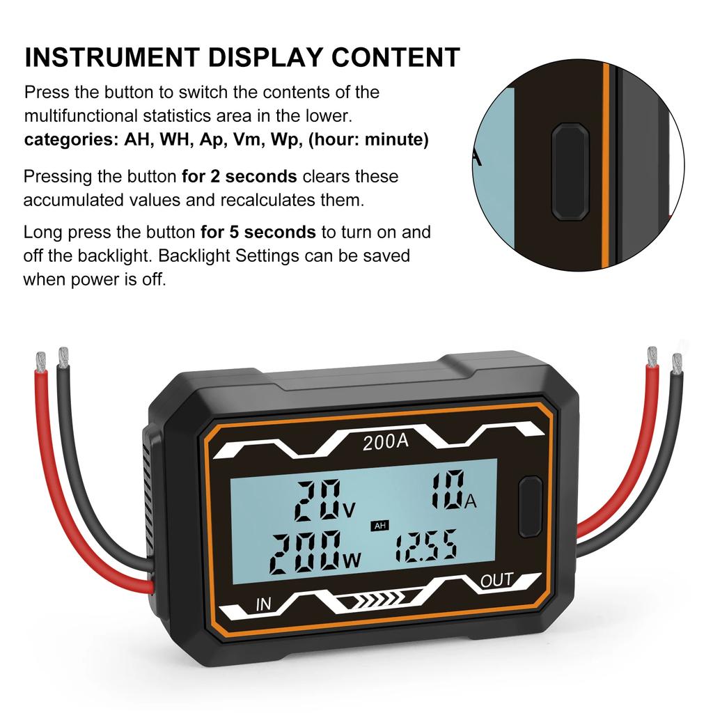 RC High Precision Power Analyzer Watt Meter Backlight LCD Electric Analyzer Digital Wattmeter Power Current Voltage Meters
