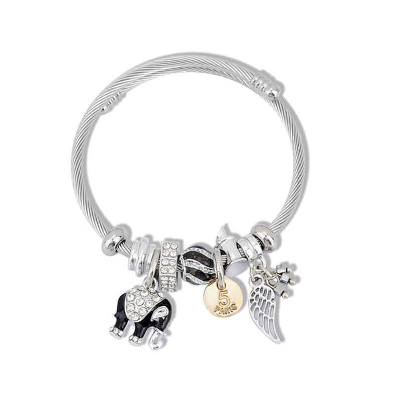 

Женский браслет из нержавеющей стали с шармами чёрный