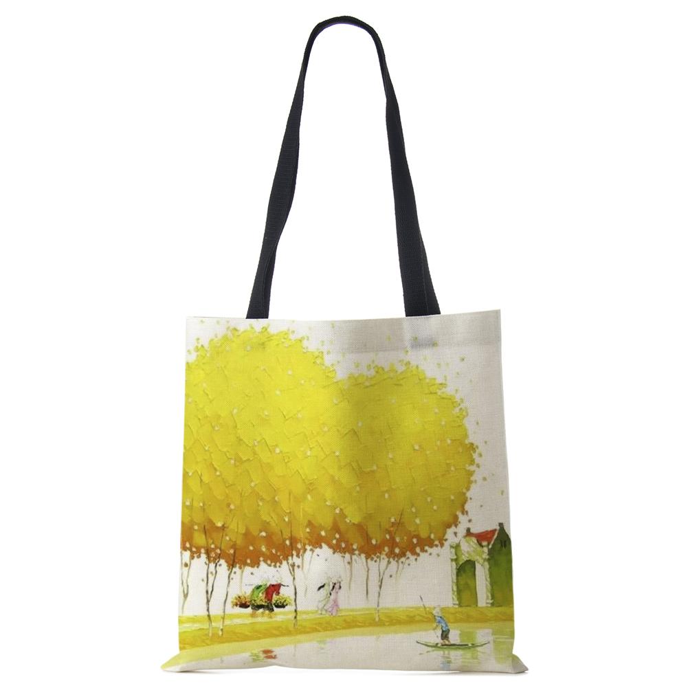 Женские льняные сумки с принтом — фото 8