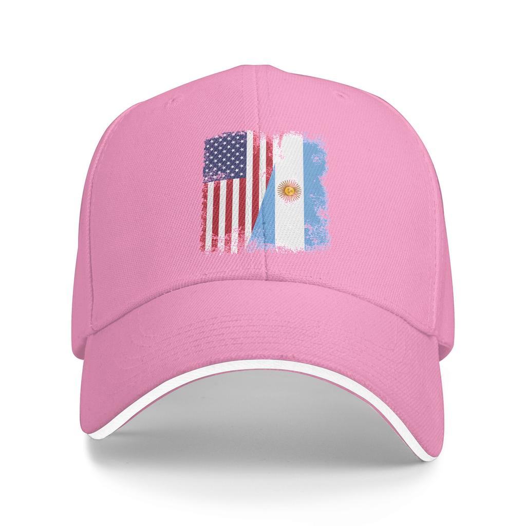 Half Argentinian Flag Vintage Argentina USA Sun Baseball Cap Summer Streetwear Trucker Hat For Couple Outdoor Gym Snapback Cap