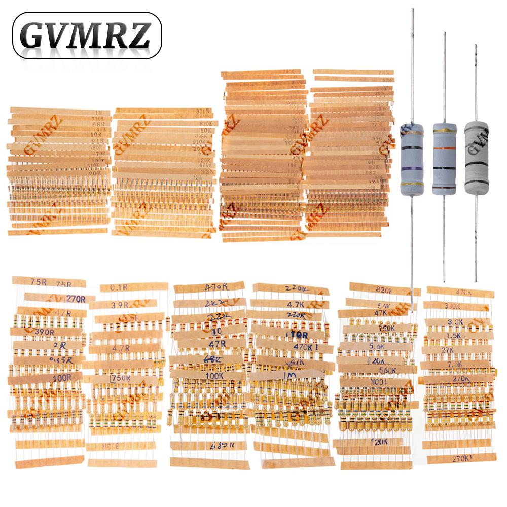 1/2W 1W 2W 3W Resistance 5% Metal Film Resistor Assortment Kit Set 30Kinds Each 5/10PCS 1R~750R 1K~820K Ohm 1R 2R 3R 4R 1K 2K 3K