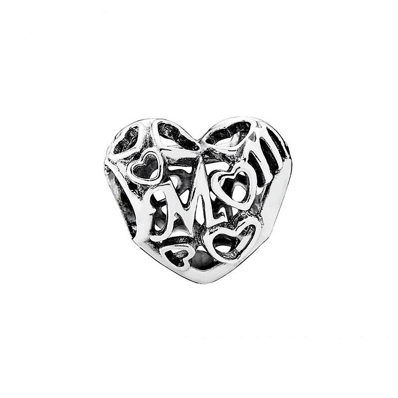 Europe NEW 925 Silver Mom Pendant Charm Love Family Bead Fit Original Pan Thin Bracelet Jewelry For Gift