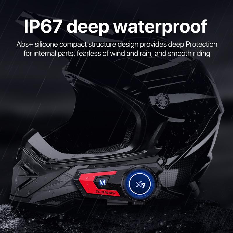Long Standby Waterproof Motorcycle Helmet Wireless Bluetooth Headset X7 Voice Assistant Function