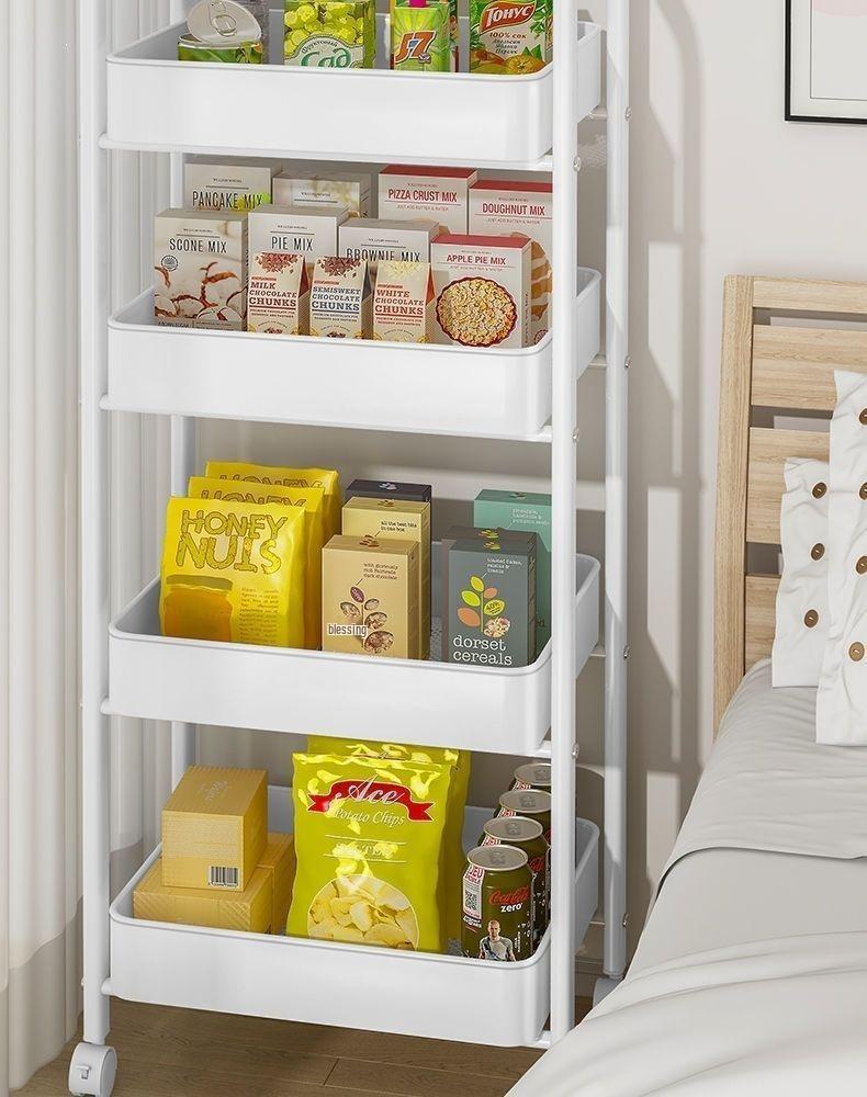 Compact Multi-layer Trolley Storage Rack for Kitchen, Bedroom, and Bathroom