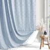 Waterproof Tassel Lace Shower Curtain with Floral Design