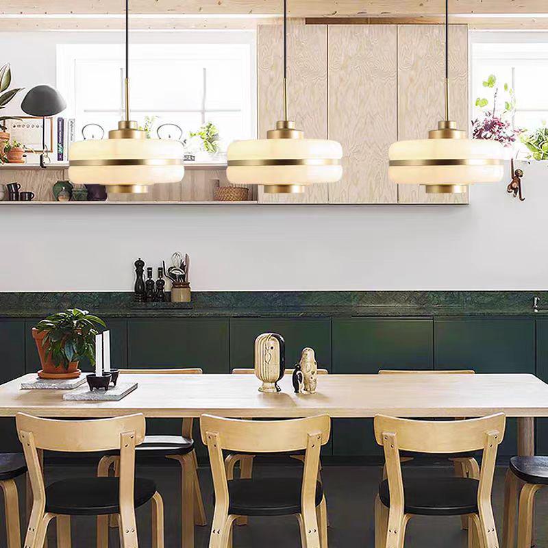 Nordic Modern White Jade Glass Pendant Light for Restaurant, Bar, or Study