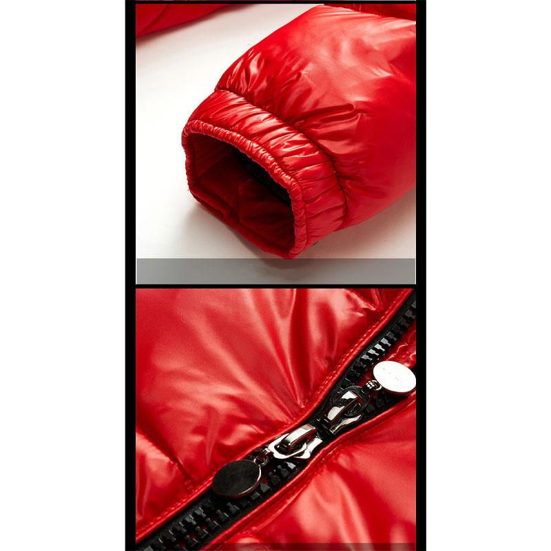 Winter Solid Color Glossy Down Jacket Couple Casual Large Size Hooded Thickened Jacket