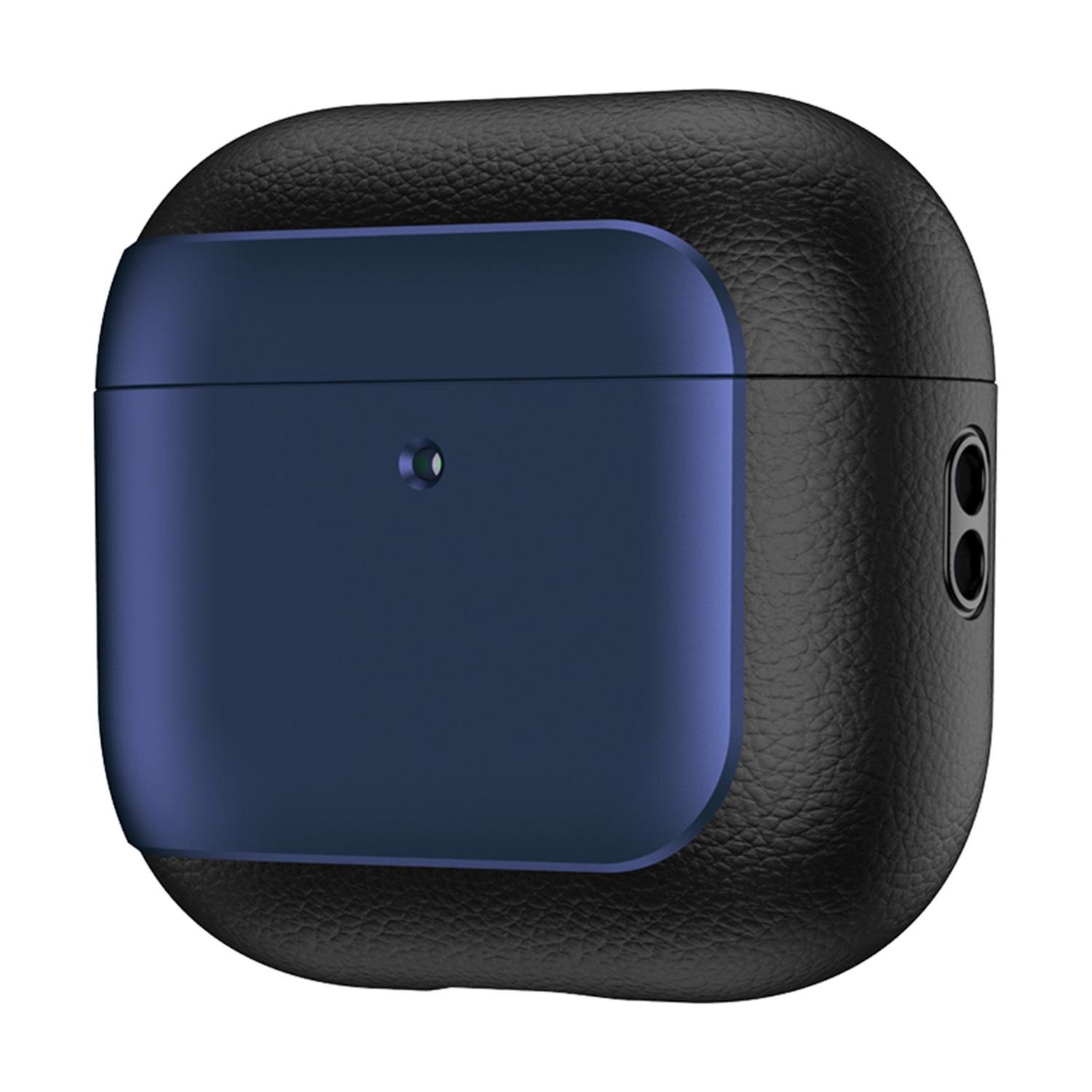 

For AirPods 4 with ANC TPU Case Electroplating Litchi Texture Fall Prevention Earphone Cover with Lanyard Blue