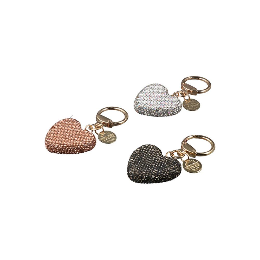 Charm Rhinestone Metal Backpack Pendant Crystal Keyring Love Heart Keychain Keys Holder Key Ring