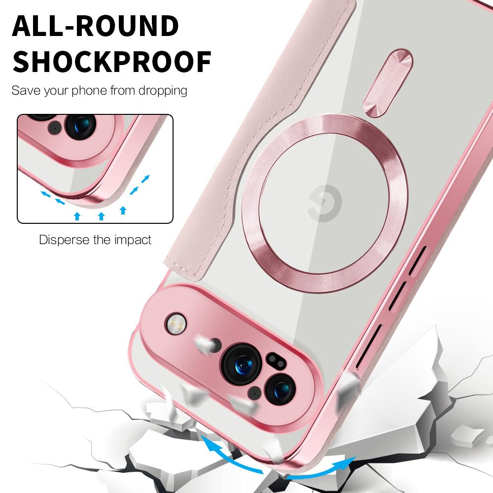 For Google Pixel 9 Case Compatible with MagSafe Rhombus PU Leather Phone Cover