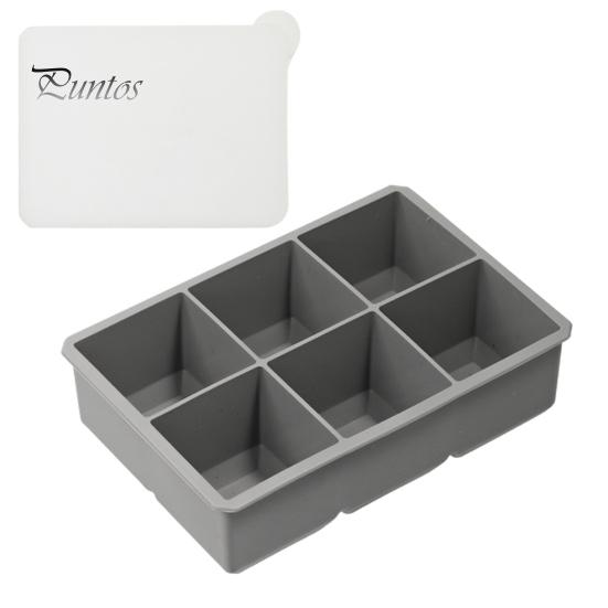 

Форма для кубиков льда, большой силиконовый квадратный лоток для кубиков льда, 6 сеток, дизайнерская форма для приготовления льда с крышкой для домашней кухни серый