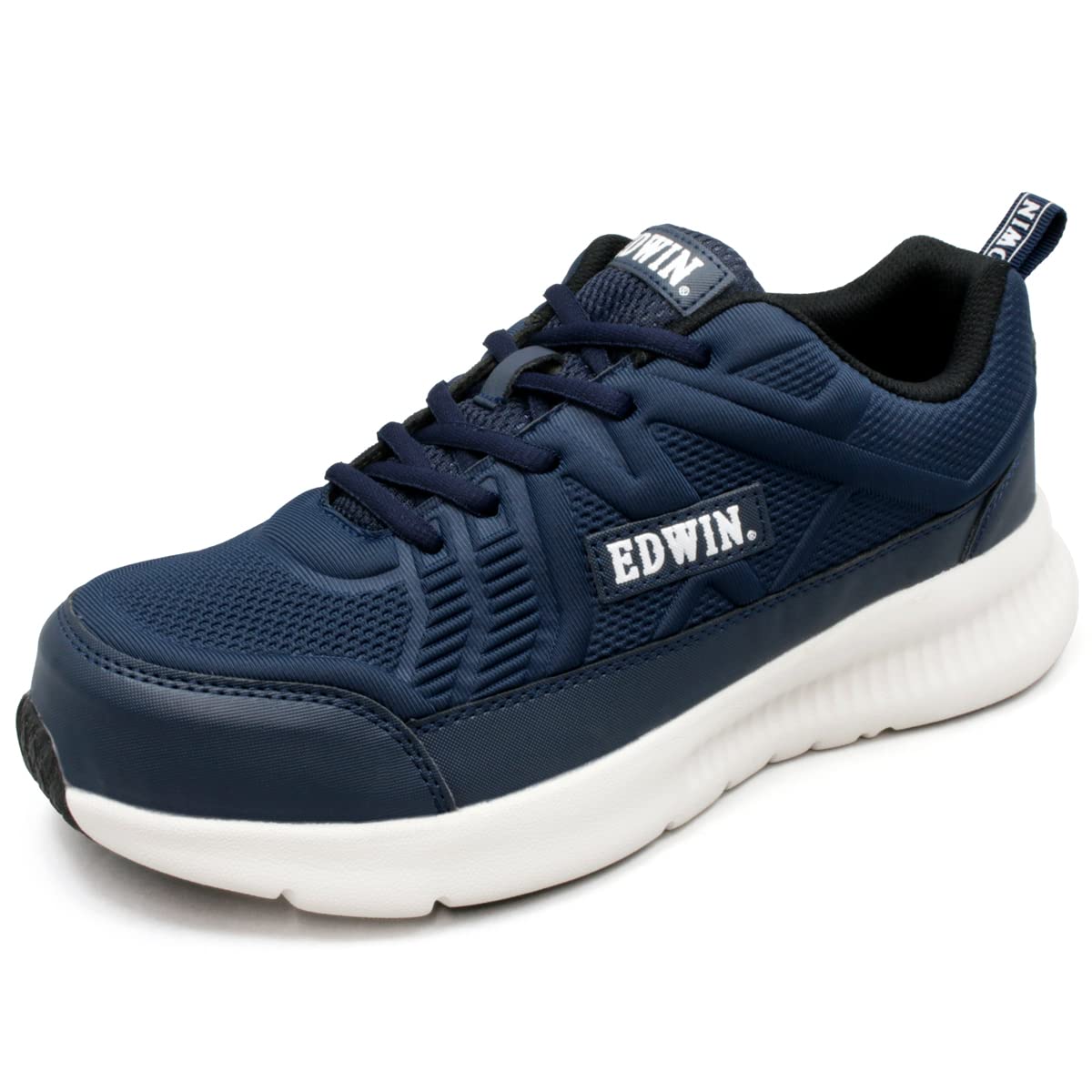 

Edwin esm110 Широкие 4E Безопасные Кроссовки для мужчин со стабильным размером и полимерным подноском, Дышащие, Легкие, Подносок, Подошва, Водостойкие, Темно-синие, 28.0