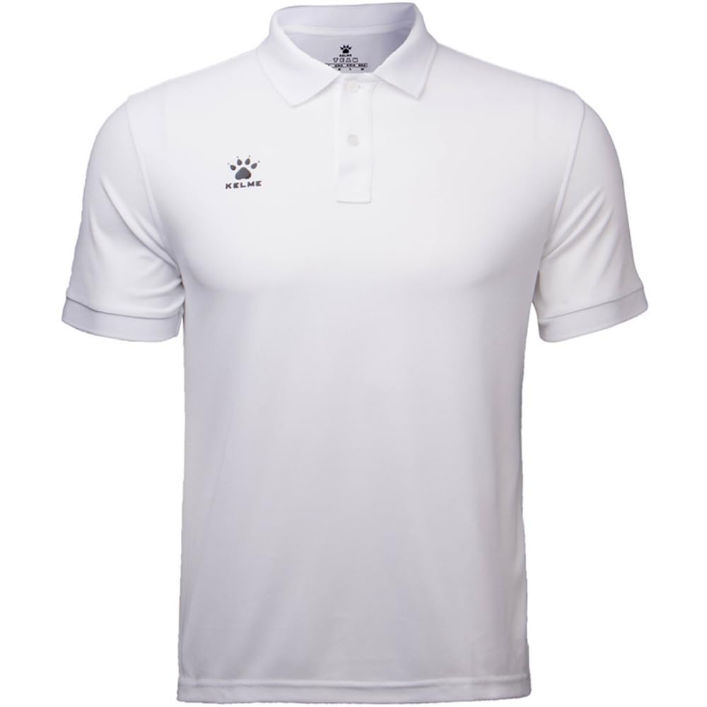

Мужская футболка-поло с коротким рукавом Kelme, с воротником, влагоотводящая, быстросохнущая, эластичная, однотонная, тренировочная, белая, размер 2XL