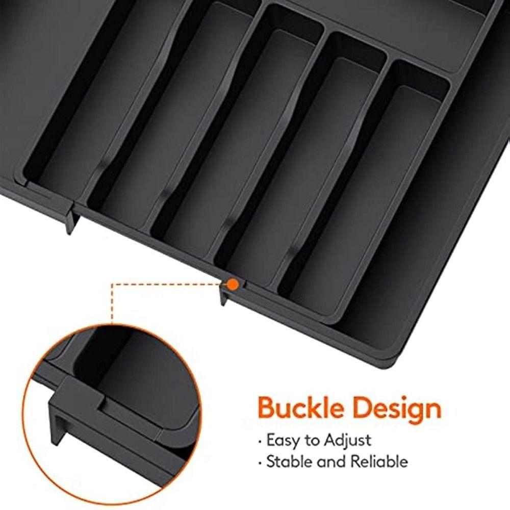 Adjustable Cutlery Storage Tray Large Capacity Silverware Drawer Organizer  Kitchen