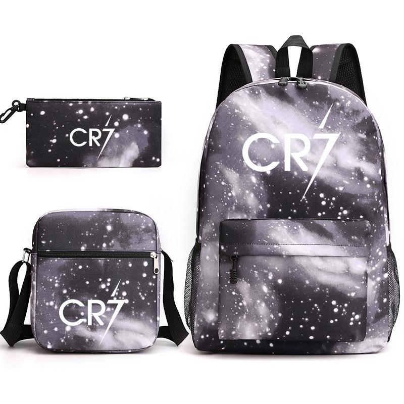 C Ronaldo student bag + small shoulder bag + pencil case three-piece backpack