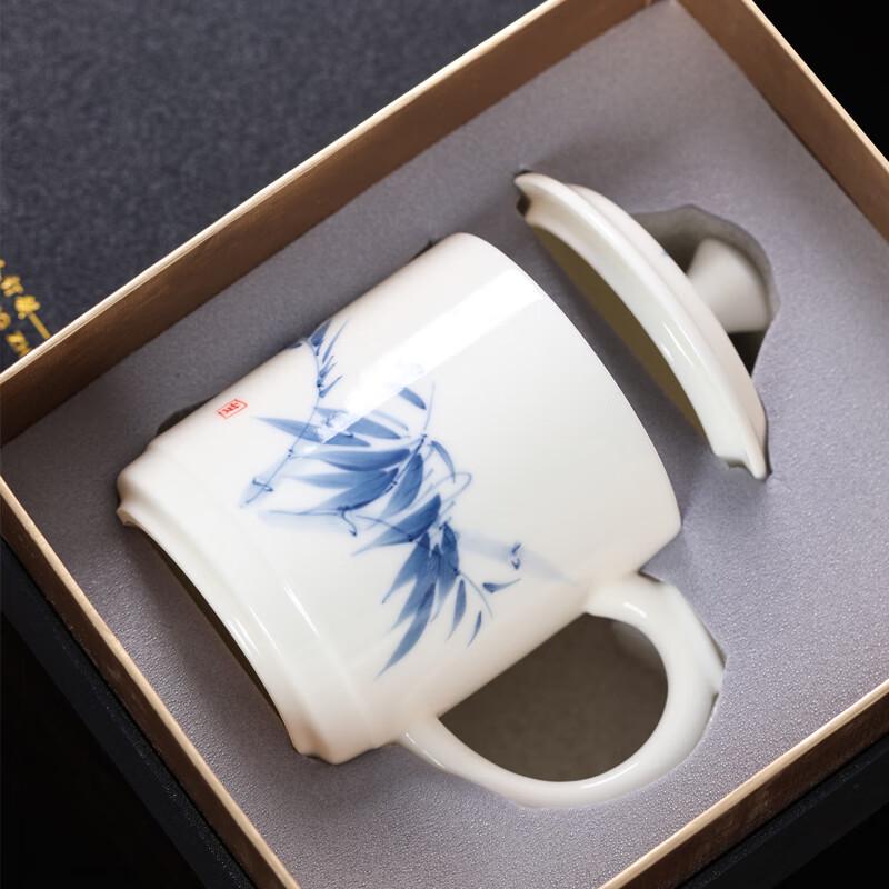 Hand-painted Mutton-fat Jade Porcelain Tea Cup Gift Set