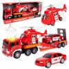 [PACZB] Motorized Fire Truck + Helicopter Car LED Sound Z2365