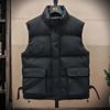 New Stand-up Collar Vest Men's Autumn and Winter Cold and Warm Trendy Brand Cotton Vest Thickened Tooling Jacket