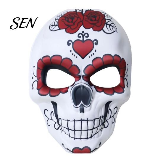 Scary Skeleton Face Masque Day of The Dead Skull Masque, Halloween Sugar Full Festival Costume Supplies Masquerade Party Accessory for Cosplay,