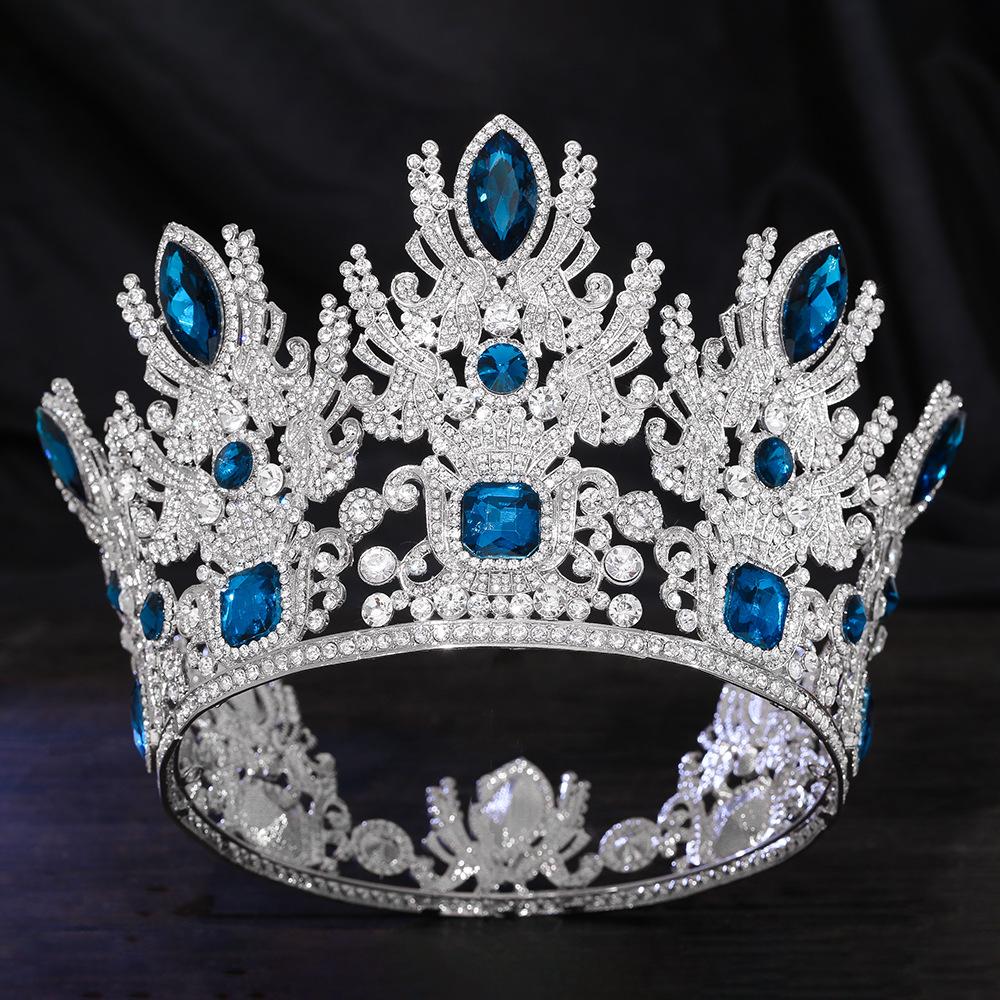 Baroque Crystal Crown Miss Universe Tiara Rhinestone Pageant Prom Crowns Bridal Wedding Hair Accessories Jewelry Crown Tiara