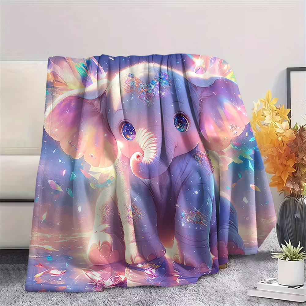 Elephant Print Flannel Blanket, High Quality Comfortable for All Seasons, Home Decor, Warmth and Comfort, Perfect for Christmas Gifts