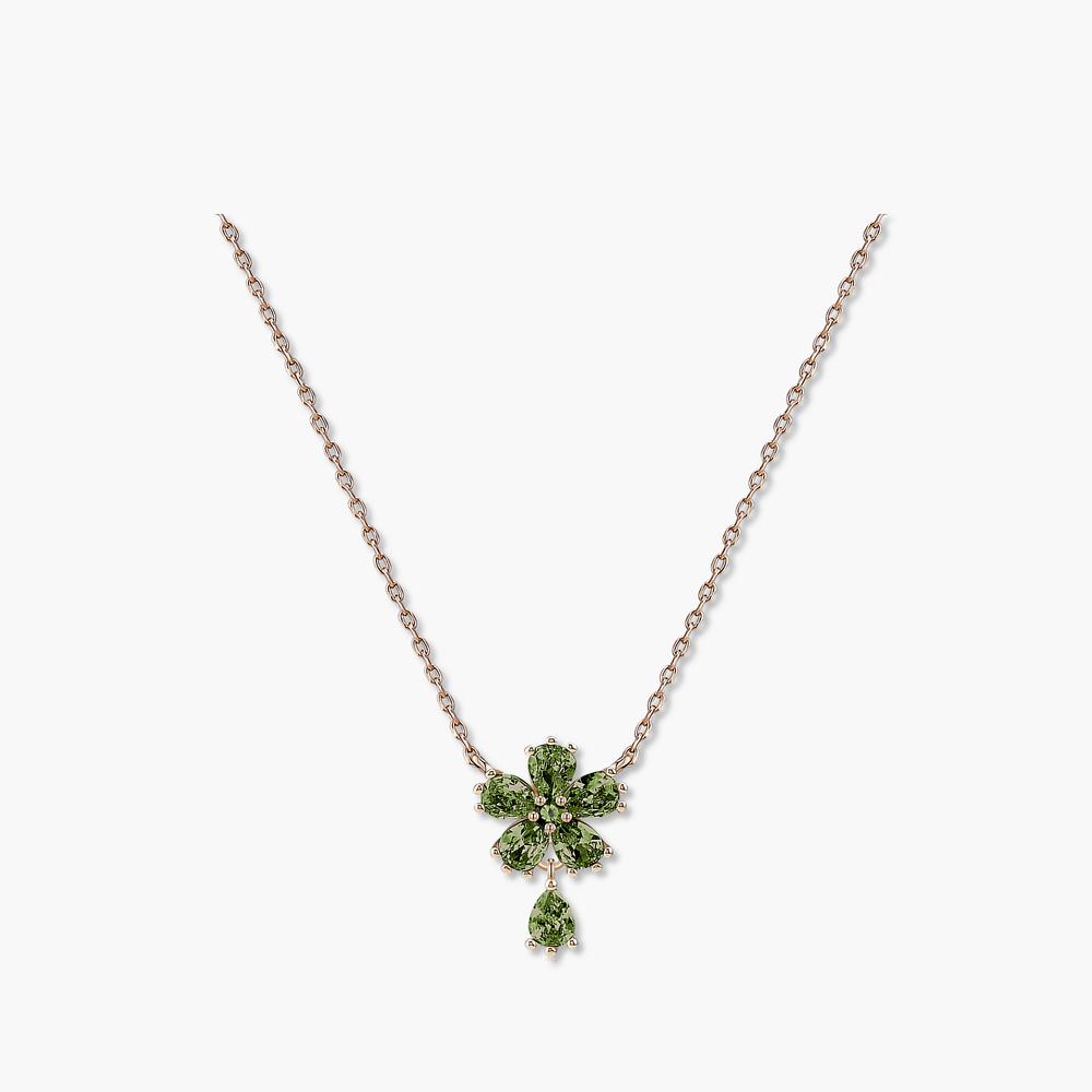 Monograph Callia Necklace Mgnl0395 14K Gold Plated (Rose Gold + Green Cubic Zirconia)