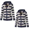 Dames Warm Gestreept Hoodie Sweatshirt Top met Capuchon Zakken Jas Rits Jas