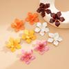 SHIXIN 6 Colors Elegant Drip Oil Big Flower Stud Earrings for Women New Trendy White Floral Earrings Female Daily Jewelry Gift