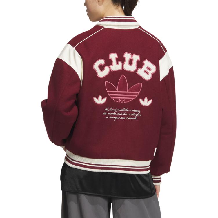 adidas Originals Women's Burgundy Varsity Style Padded Baseball Jacket JD6380