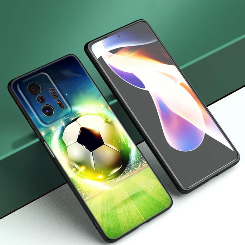 Fire Football Soccer Phone Case For Xiaomi Mi A2 8 9 SE Note 10 10T 11 12 Lite 9T 11T 12S 12T Pro A3 6X 12X Soft TPU Black Cover