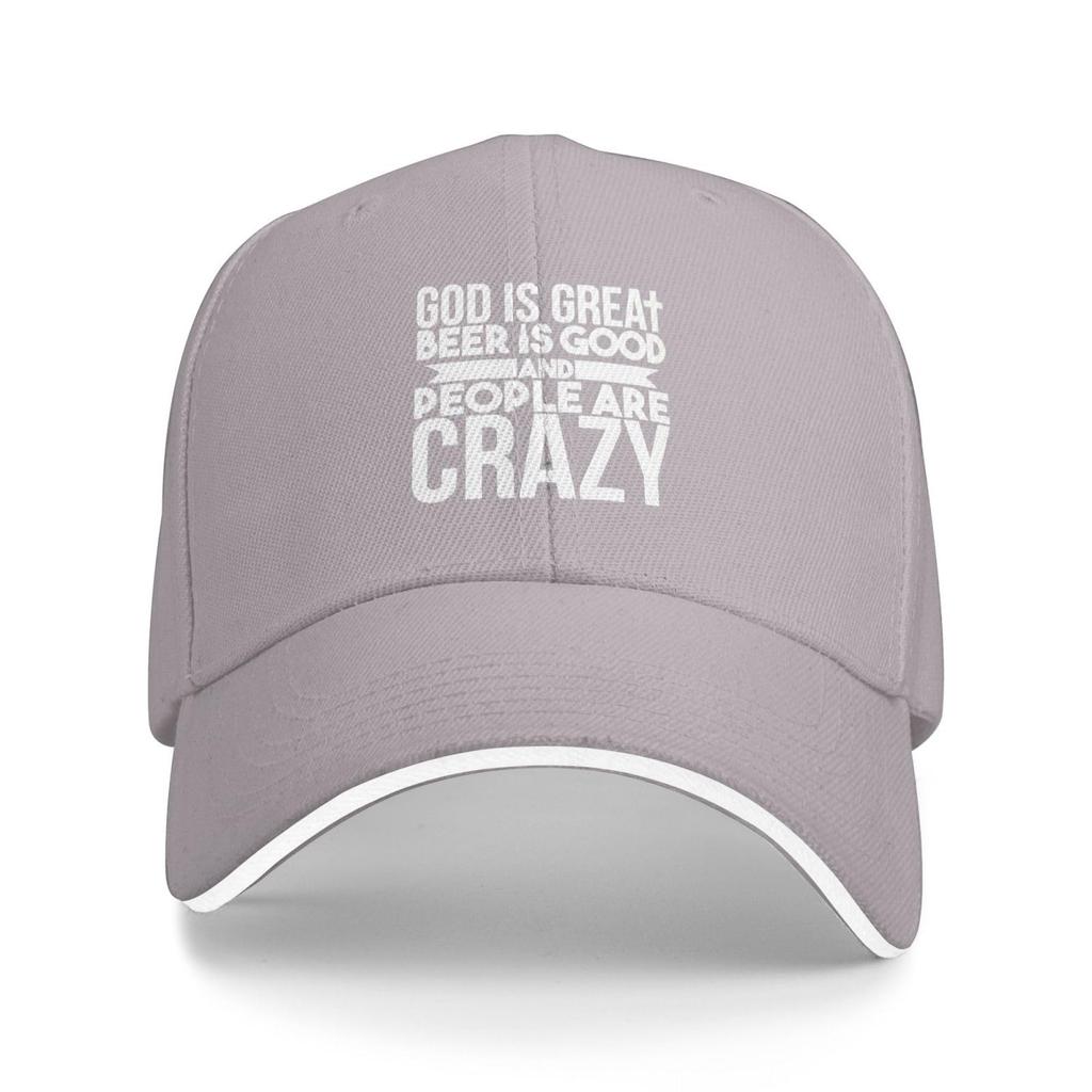 God Is Great Beer Is Good People Are Crazy Sandwich Cap Unisex Adult Baseball Cap Lightweight Hat