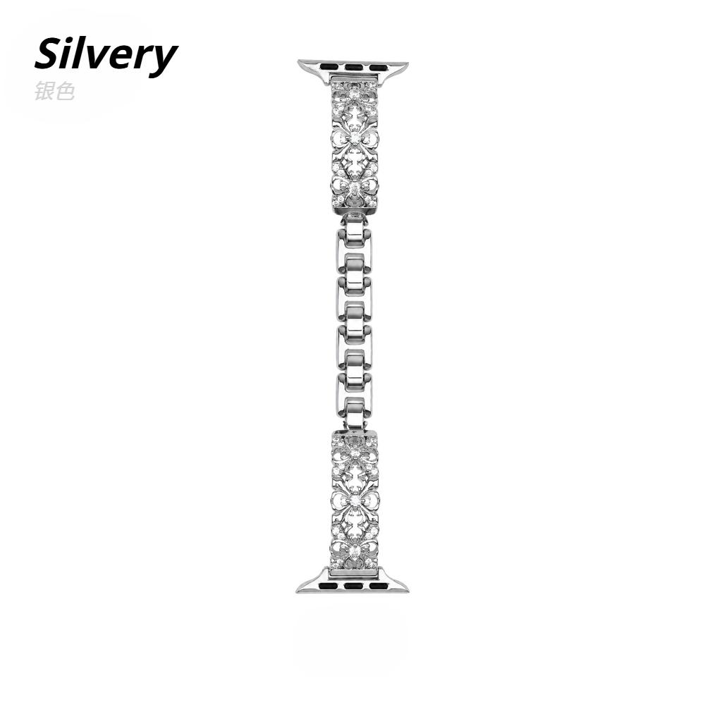 

Flowered Diamond Copper Zircon Metal Strap For Apple Watch Ultra 3 49mm Band for iWatch Series 11/8/7/6/10/9 40mm 41mm 38mm 42mm 44mm 45mm 46mm Strap 38mm 40mm 41mm серебряный
