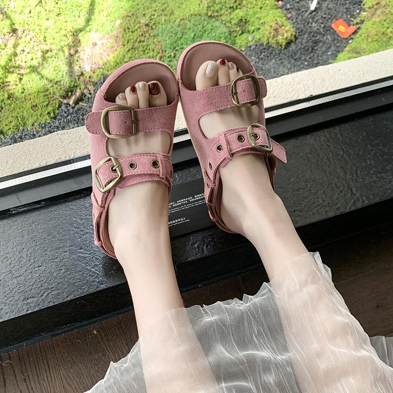 Sandalo Birken rosa lussuoso da donna design di marca pelle scamosciata ecopelle cinturino con fibbia sandali da donna estate casual suola spessa scarpe mule