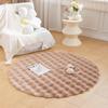 Cream Round Faux Rabbit Fur Rug - Plush Bubble Fleece Floor Mat for Bedroom or Bay Window