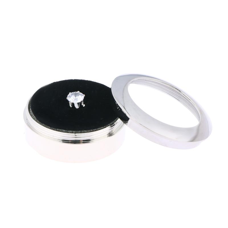 Round Diamond Display Box Stone Gem Storage Case Store Show Gemstone Organizer Silver Metal Diamond Gift Packaging Box