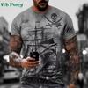 Imprimeu Model Navă de Pirați Îmbrăcăminte pentru Bărbați Tricou pentru Bărbați Mânecă Scurtă Tricou Îmbrăcăminte Sală Bărbați Tricou Bărbați Haine cu Imprimeu Navă de Pirați