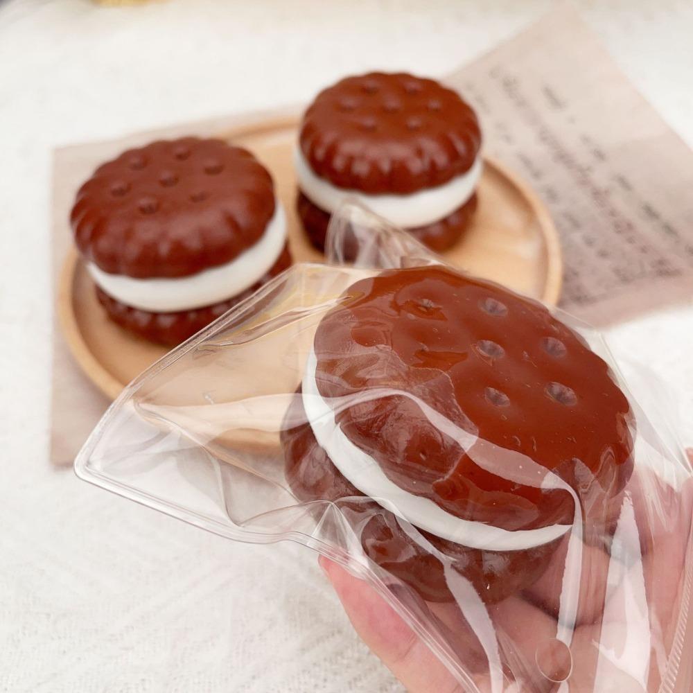 Artificial Chocolate Sandwich Cookies Taba Squishy Fidget Toy - Slow Rebound Stress Relief Toy for Kids, Adults Squeeze Gift