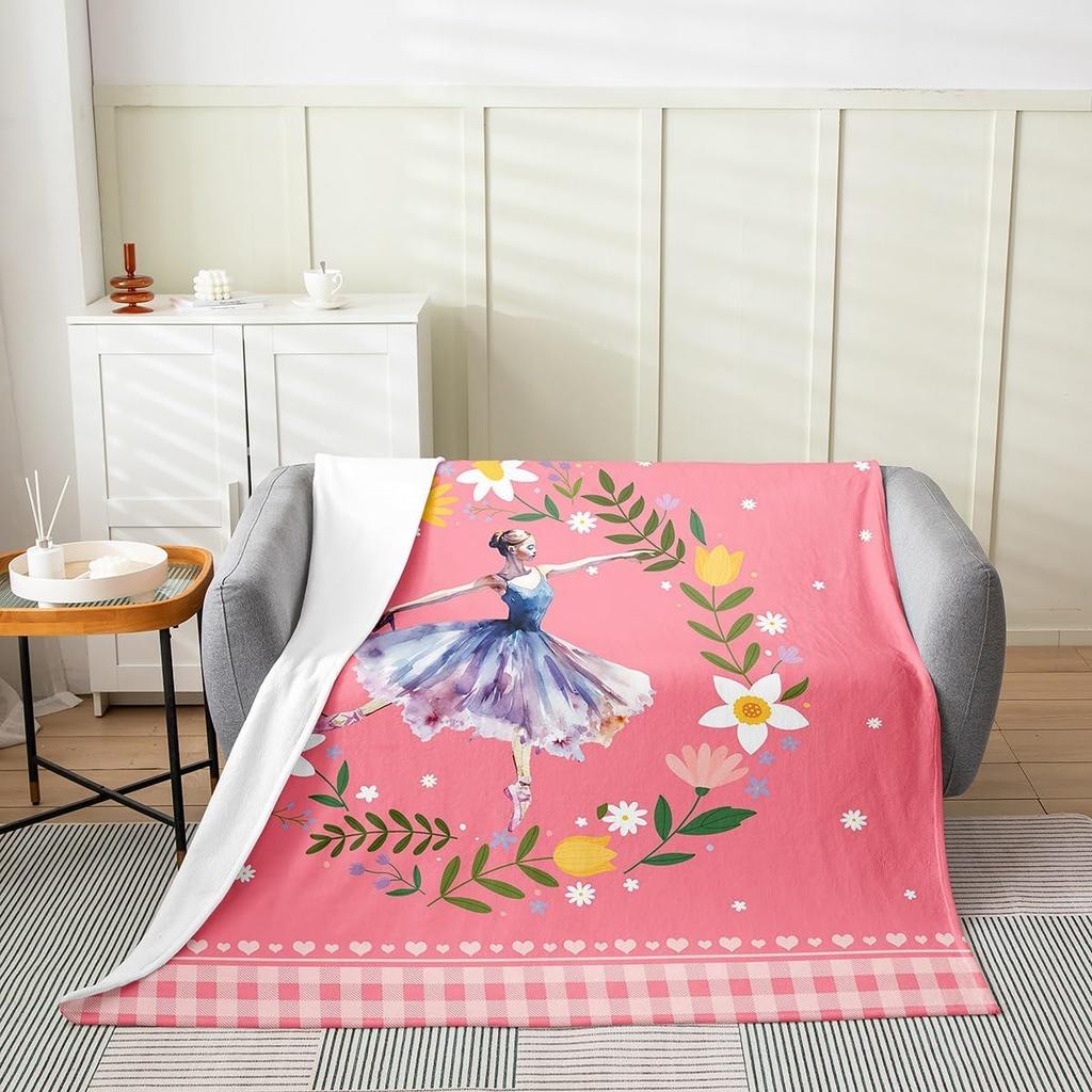 Japanese Style Soft Warm BlanketRainbow Butterfly Throw BlanketCherry Blossoms Fleece BlanketInk Painting Style Fuzzy Blanket