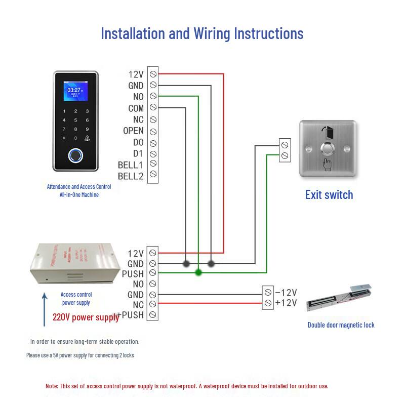 Realand X1603 Waterproof Fingerprint Access Control & Attendance Kit CN plug (adapter included)