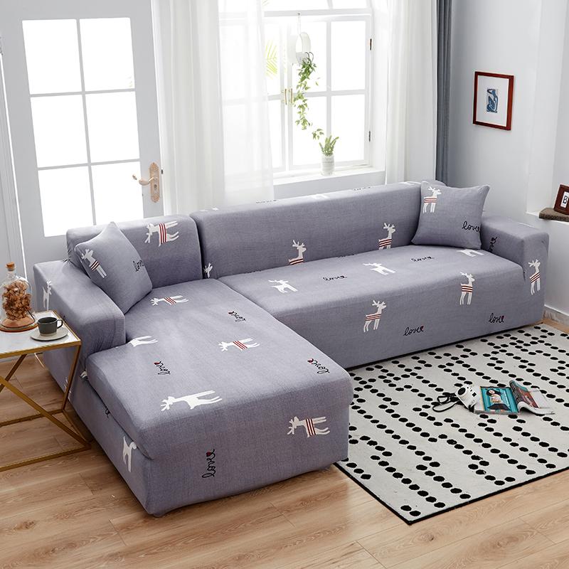 Floral Sofa Cover for Living Room Elastic Stretch Sectional Corner Couch Cover Sofa Towel Slipcovers L Shape needs to buy 2pcs