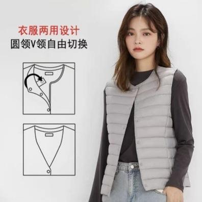Women's V Neck Sleeveless Down Vest Regular Fit Commuter Style Lightweight Puffer Vest